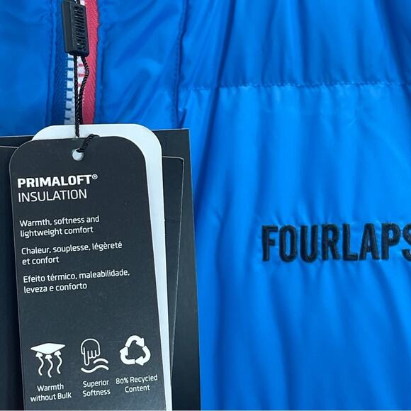 Reversible Polar Quilted sherpa Jacket Large Navy Cornflower - Picture 8 of 15